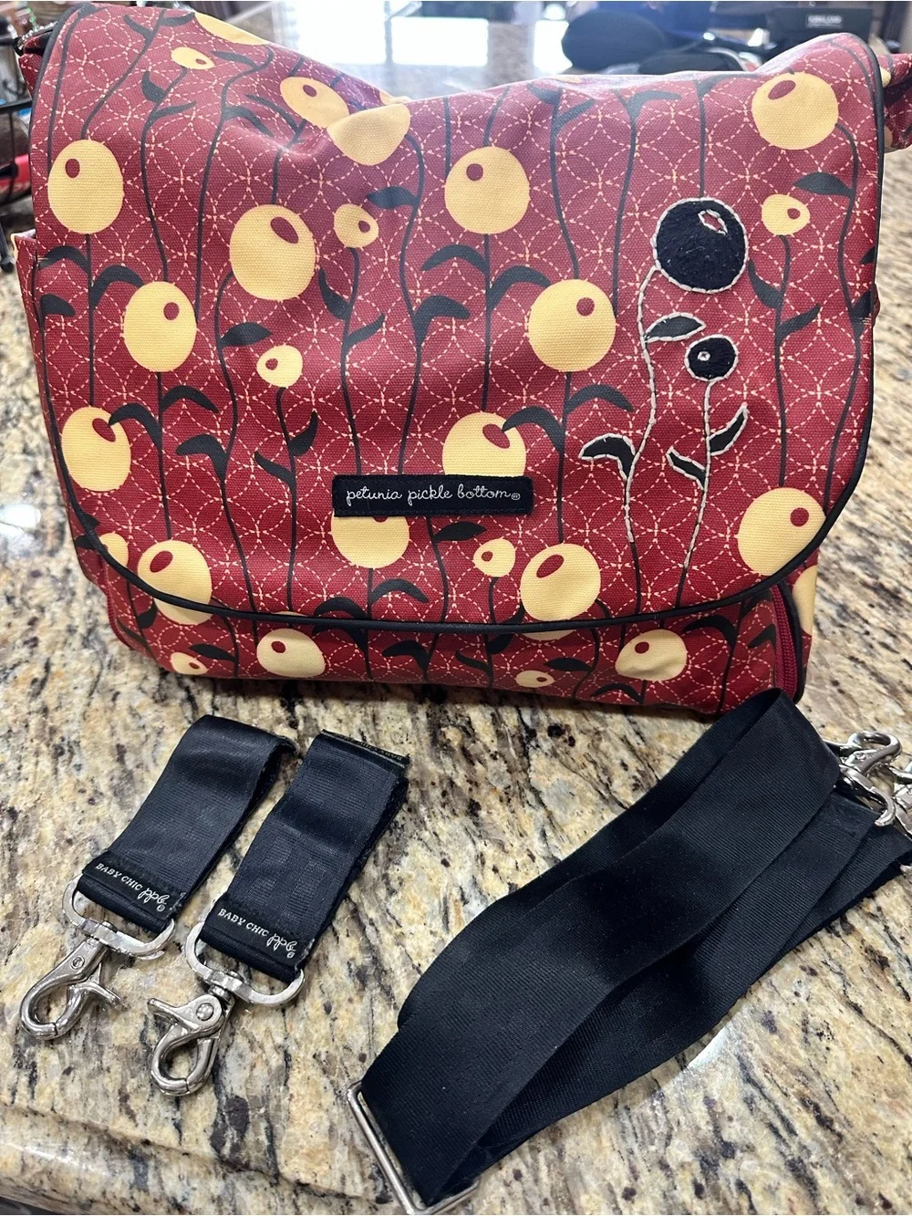 Petunia Pickle Bottom Red Floral Diaper Bag
